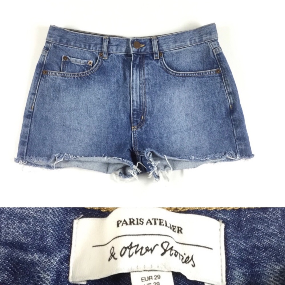 & OTHER STORIES Raw Hem High Rise Denim Shorts Sz 29
